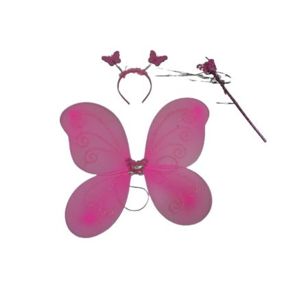 Rózsaszín pillangó, lepke szett, 3 részes jelmezkiegészítő - ÚJ