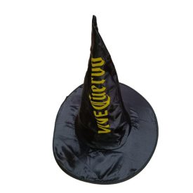  56 cm-es fejre fekete feliratos boszorkánykalap - Halloween (kcisit szakadt, nem feltűnő)