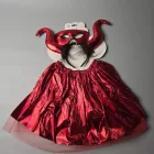 Piros 3 részes ördög szett, jelmez - Demona - Halloween - ÚJ