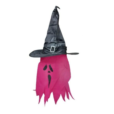 Fekete-pink világítós boszorkány, szellemkalap - Halloween - ÚJ