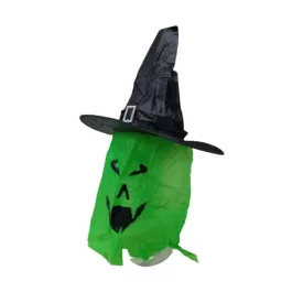   Fekete-zöld világítós boszorkány, szellemkalap - Halloween - ÚJ