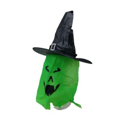 Fekete-zöld világítós boszorkány, szellemkalap - Halloween - ÚJ