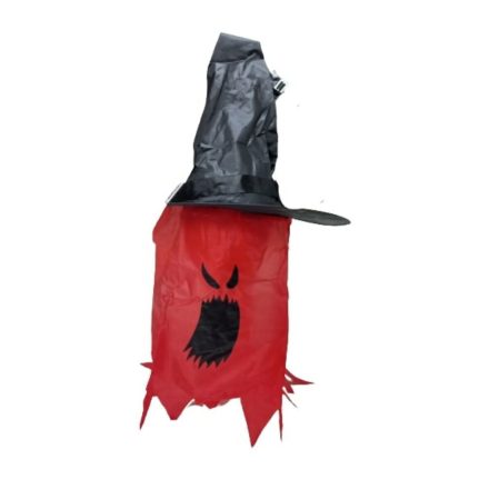 Fekete-piros világítós boszorkány, szellemkalap - Halloween - ÚJ