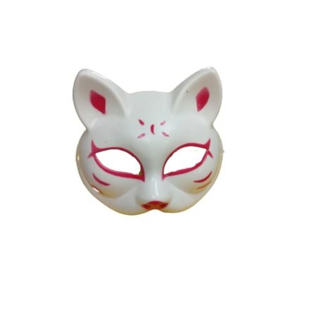 Fehér-piros műanyag japán róka, cica anime maszk, álarc - ÚJ
