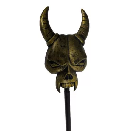 Ördögfejes arany műanyag bot, pálca, ördög jelmezkiegészítő, 120 cm - Halloween - ÚJ