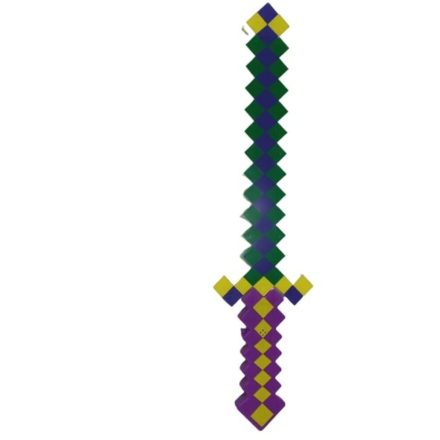 Minecraft ihletésű lila-zöld fényt és hangot adó kard - ÚJ