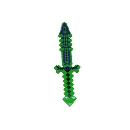 Minecraft ihletésű zöld-lila fényt és hangot adó kard - ÚJ