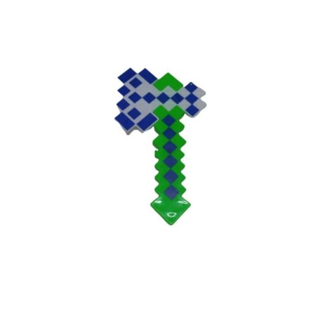 Minecraft ihletésű zöld-kék fényt és hangot adó balta - ÚJ