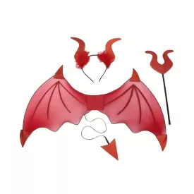   Piros ördög szett, fejdísz, vasvilla, szárny - jelmezkiegészítő együttes - Halloween - ÚJ