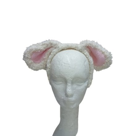 Fehér bárány, nyuszi vagy kutya szőrmés fül fejpánton, jelmezkiegészítő - ÚJ
