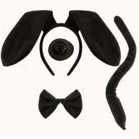   Fekete kutya szett, kutyafül, 4 részes jelmezkiegészítő - ÚJ