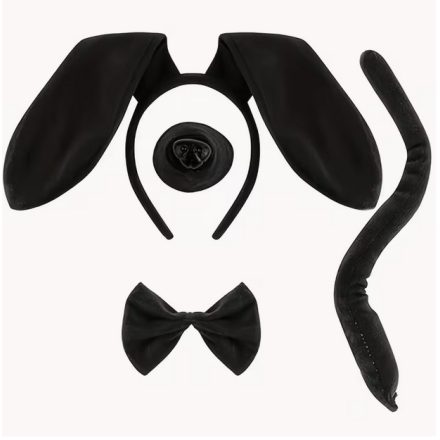Fekete kutya szett, kutyafül, 4 részes jelmezkiegészítő - ÚJ