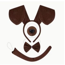   Barna kutya szett, kutyafül, 4 részes jelmezkiegészítő - ÚJ