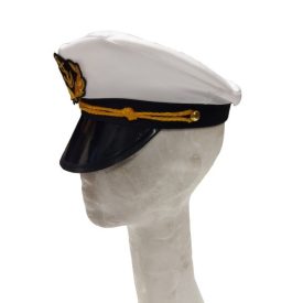   Gyerek fejre fehér-fekete tengerész, matróz, hajóskapitány sapka, jelmezkiegészítő - ÚJ