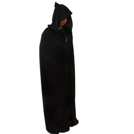 90 cm hosszú fekete palást, köpeny, csuklyás lepel - Halloween - ÚJ