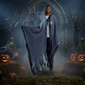   Felnőtt méretű szürke-fekete rongyos, rojtos jelmez (kaszás, halál, stb) - Halloween - ÚJ