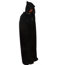   125 cm hosszú fekete palást, köpeny, csuklyás lepel - Halloween - ÚJ