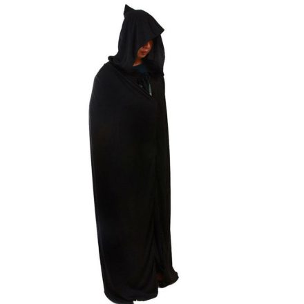 125 cm hosszú fekete palást, köpeny, csuklyás lepel - Halloween - ÚJ