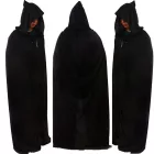 125 cm hosszú fekete palást, köpeny, csuklyás lepel - Halloween - ÚJ