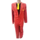 Férfi L-es piros plüss nyakkendős háziruha, jelmez