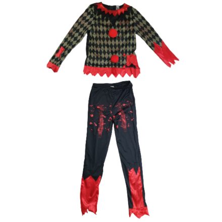10-12 évesre piros-fekete véres bohóc jelmez - Halloween - ÚJ