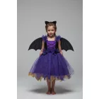 4-6 évesre lila-fekete szárnyas denevérruha fejpánttal - Halloween - ÚJ