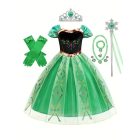 9-10 évesre zöld Anna jelmez szett - Frozen, Jégvarázs - ÚJ
