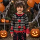 4-6 évesre khaki-fekete véres bohóc jelmez - Halloween - ÚJ