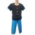 Felnőtt L méretű fekete-kék kétrészes jelmez szett, együtttes