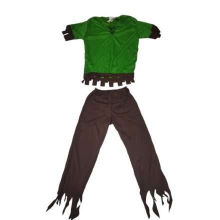 Kb 10 évesre zöld-barna kétrészes fiú jelmez (pl. Pán Péter, vagy Robin Hood)