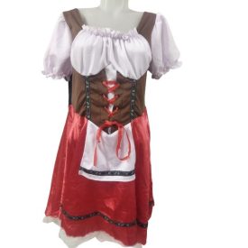   Női L-es piros-barna kötényes jelmezruha, osztrák, bajor népviselet - Smiffy's