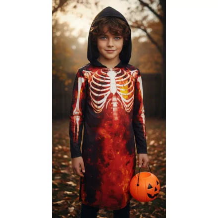Kb 8-10 évesre csuklyás, kapucnis csontvázas jelmezruha - Halloween