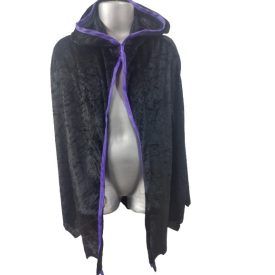 Fekete, lila szegélyes 70 cm hosszú denevér palást