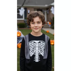   4-6 évesre fekete csontvázas jelmezfelső - Halloween - Pocopiano