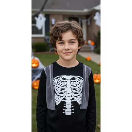 4-6 évesre fekete csontvázas jelmezfelső - Halloween - Pocopiano