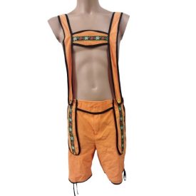   Felnőtt XL-es narancssárga tiroli, bajor kantáros jelmeznadrág (plüss)