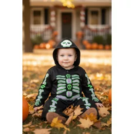   1-2 évesre csontvázas kapucnis jelmez - Halloween - TU - ÚJ