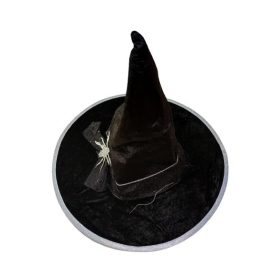   52-54 cm-es fejre fekete ezüst pókos boszorkánykalap - Halloween - ÚJ