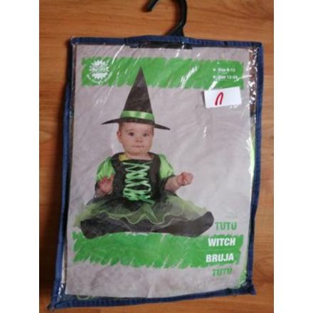 6-12 hónaposra fekete-zöld bébi boszorkány jelmez (kalap nélkül) - Halloween - ÚJ
