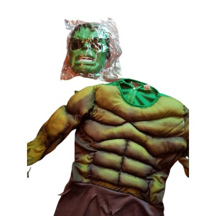 Izmosított Hulk jelmez maszkkal, 7-9 év - ÚJ