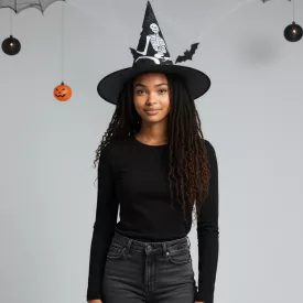   Szivacsos anyagú csontvázas csúcsos Halloween jelmezsapka - ÚJ