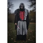 Felnőtt méretű csontvázas jelmezszett - jelmezruha, véres kés, maszk (álarc) - Halloween - ÚJ