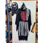 Felnőtt méretű csontvázas jelmezszett - jelmezruha, véres kés, maszk (álarc) - Halloween - ÚJ