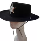Fekete sheriff kalap nagyobb gyerekre, vékony műanyag (kb 54 cm-es fejre) - ÚJ
