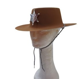   Barna sheriff kalap nagyobb gyerekre, vékony műanyag (kb 54 cm-es fejre) - ÚJ