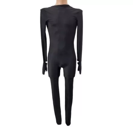 140-es fekete kezeslábas, morphsuit jelmez 