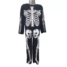   7-9 évesre fekete csontvázas jelmezruha, overall - Halloween