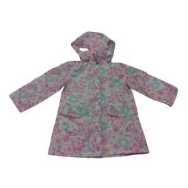   98-as fehér alapon kék-rózsaszín virágos széldzseki, átmeneti kabát - Mothercare