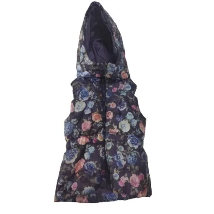 116-os sötétkék virágos pufimellény - H&M