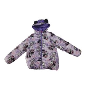   134-es lila mintás téli dzseki, kabát - Minnie egér (kicsit összeállt a bélése)